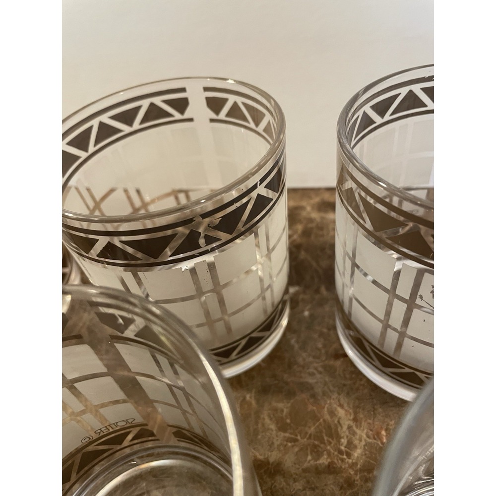 HJ Stotter 6 Acrylic Cups MCM Art Deco Old Fashioned Rock Glasses Frosted SET - Picture 6 of 16